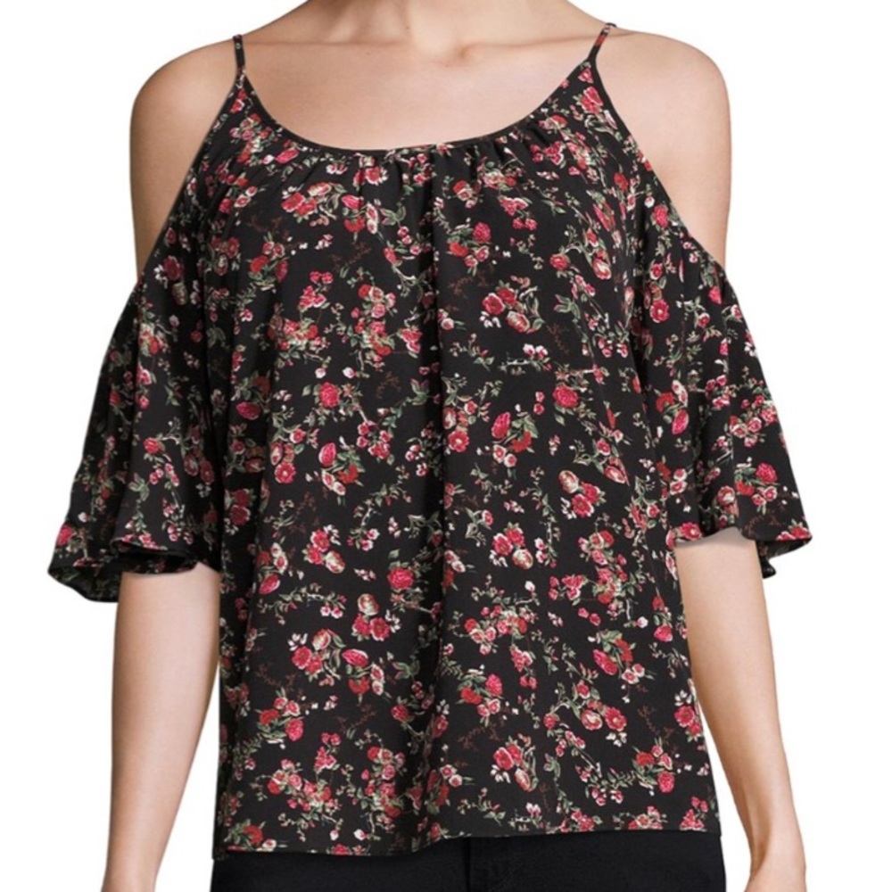 French Connection floral cold shoulder top